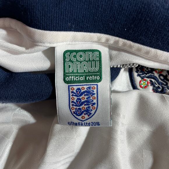 Score Draw England National 1990/1991 Polo Shirt Mens Large White Football - Picture 7 of 10